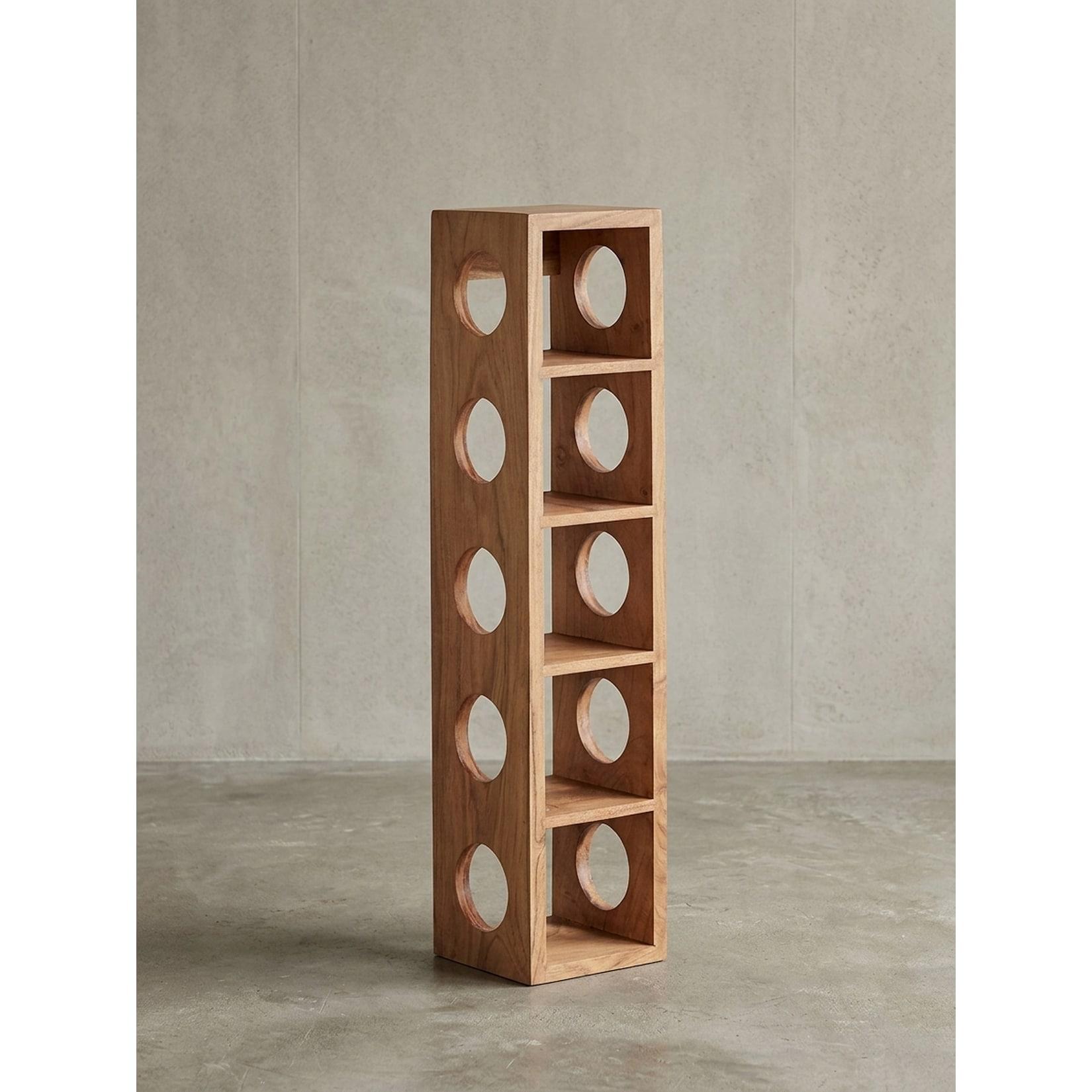 Weinregal MUMBAI Massivholz mit Ablage Wandmontage Modern, Akazie 15x15x70 cm