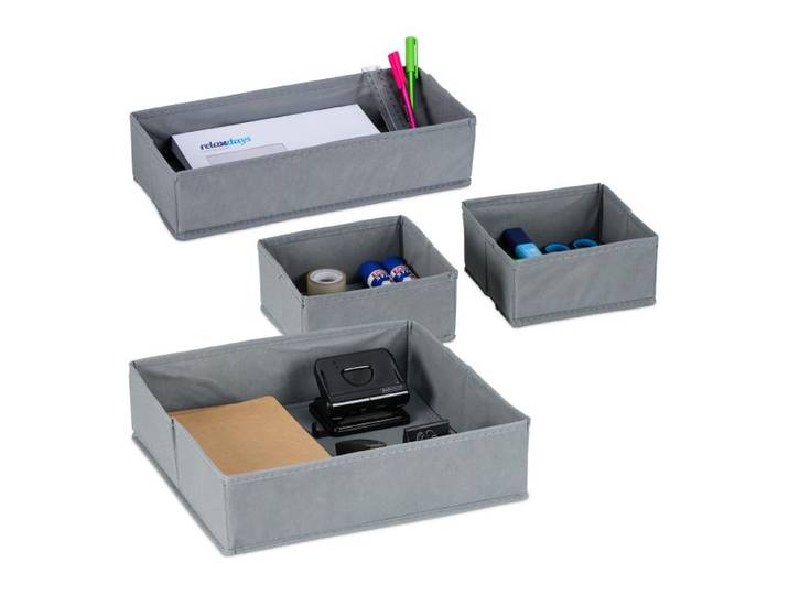 Relaxdays 4-teiliger Schubladen Organizer Vlies