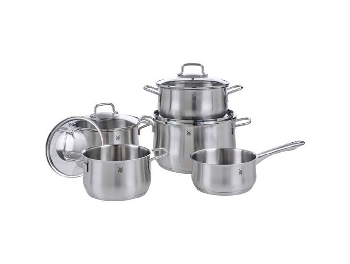 WMF Kochtopfset Brillant, Edelstahl, Metall, 5-teilig, 16 cm,20 cm, 2 L,3,7 L,6,5 L,3 L, rostfrei,backofengeeignet, Kochen, Töpfe, Topfsets