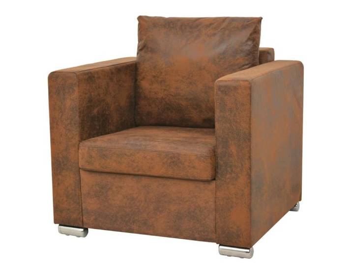 Fauteuil Marron Similicuir daim - VIDAXL - Elégance - Chic - 1 place - Avec accoudoirs - Intérieur - Salon