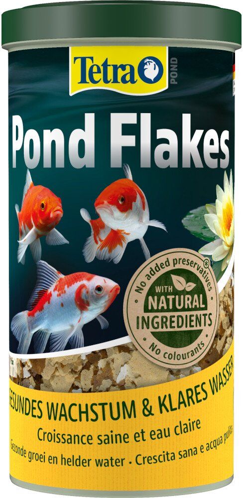 1 litro Tetra Pond Flakes Mix di Mangime Completo in Scaglie Fiocchi per Carpe Koi Pesci Rossi da Laghetto Stagno