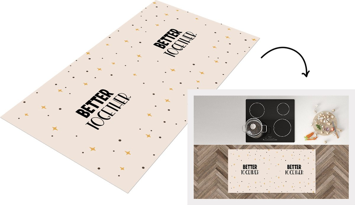 KitchenYeah Keukenloper Vinyl met Better Together Quote - 120 x 60 cm