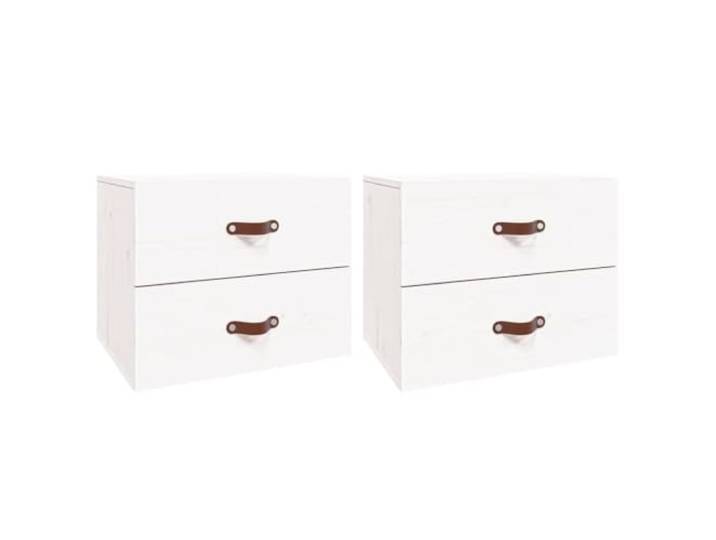 RJPLMFV Nachttisch, Wandmontage, 2-teilig, massives Kiefernholz, Weiß, 50 x Massives Kiefernholz, schwebendes Design, praktische Aufbewahrung, Wandbefestigung, weiße Oberfläche, skandinavischer Stil