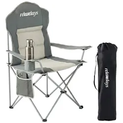 Relaxdays Faltbarer Camping Stuhl Beige,Grau,Silber