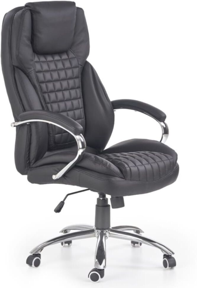 MSO Fauteuil de bureau design grand confort cuir noir Noir 76x116x67cm