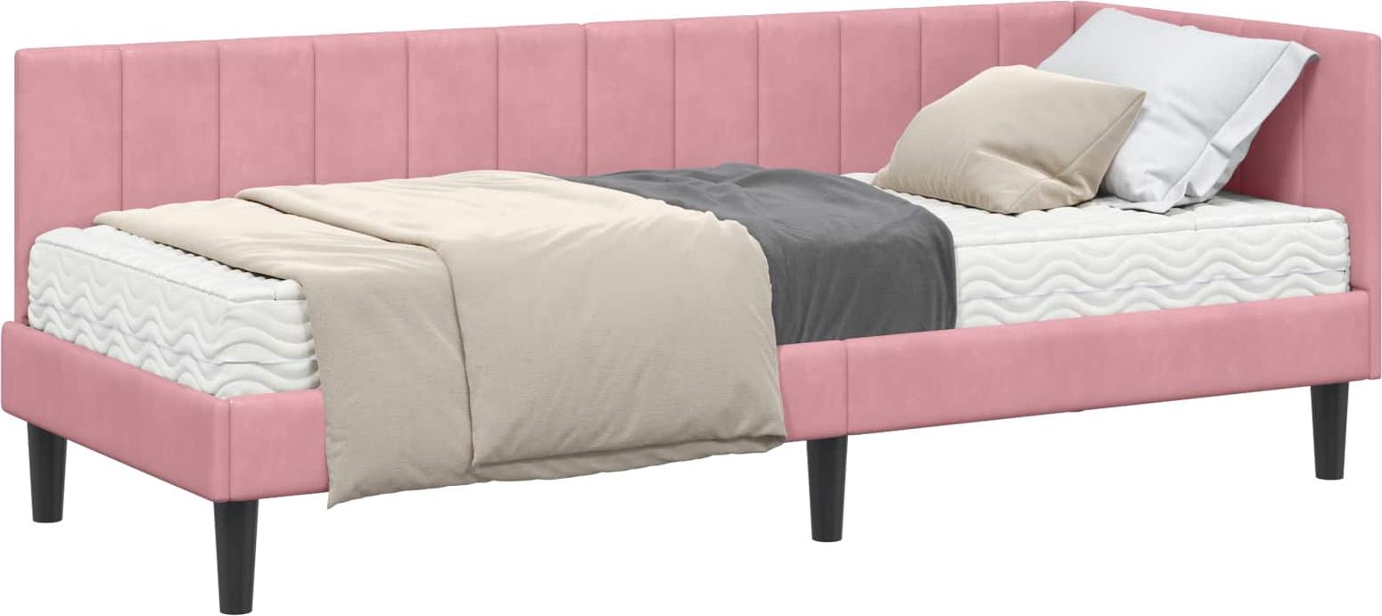 Eckbettgestell mit Matratze 2 stk. Rosa 80 x 200 cm Samt