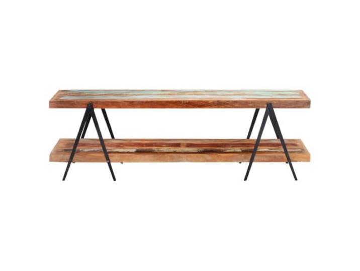 GKHPYURE TV-Schrank 160 x 40 x 50 cm aus Massivholz und Eisen Massivholz, pulverbeschichteter Eisenrahmen, 2 Regalböden, handgefertigt, poliert und lackiert,