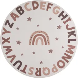 SPIELTEPPICH Waschbar TINO in Creme, mit Alphabet-Motiv, Ø 160 cm