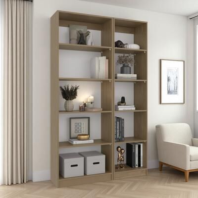 ZWYO HOSIMU "71.1"" 2-Piece Tall Open Bookcase Set with Multiple Display Shelves, 8.8lb Support, Modular Flexibility & Compact Footprint"