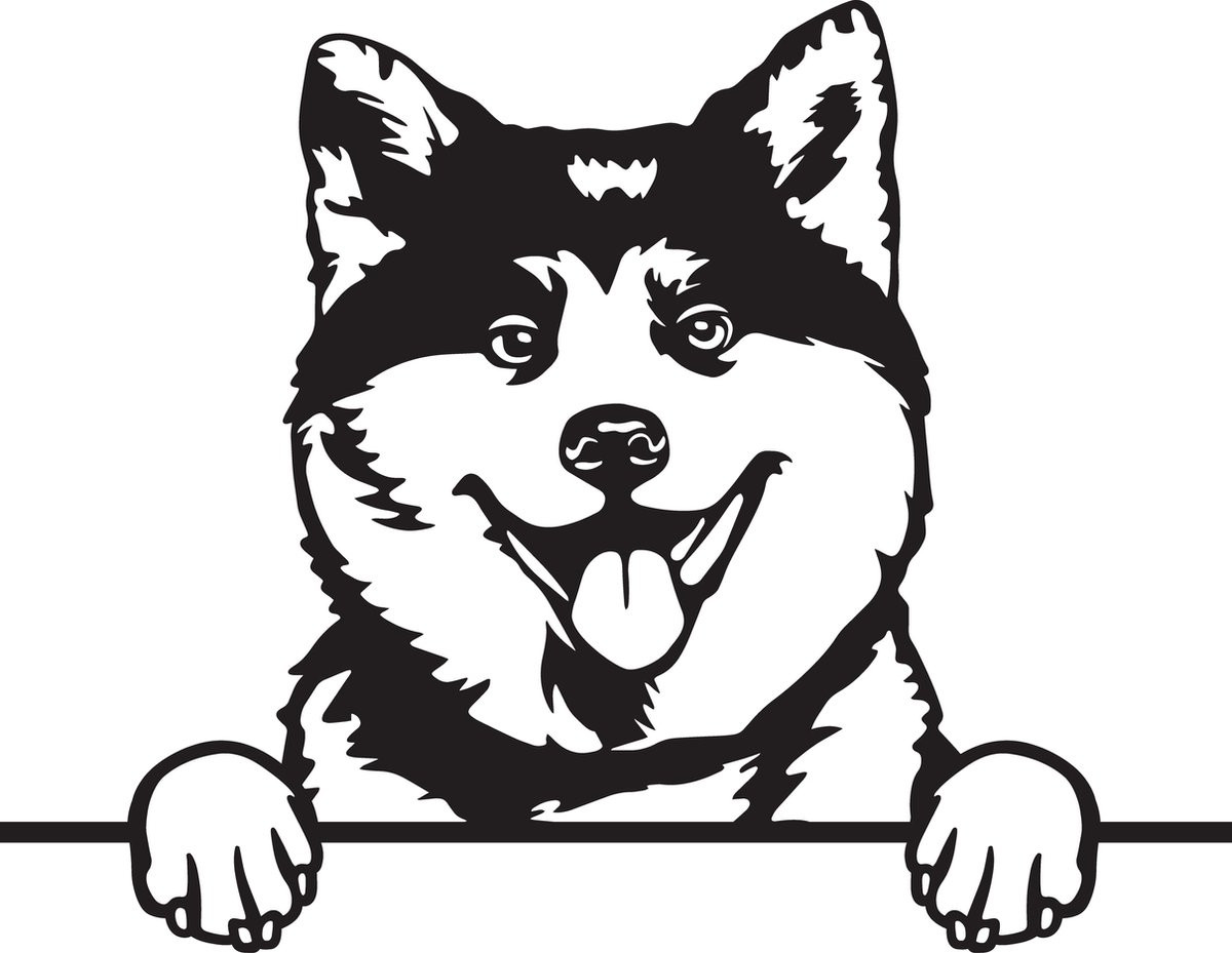 Akita Inu hond decoratie groot - zwart - wanddecoratie van hout