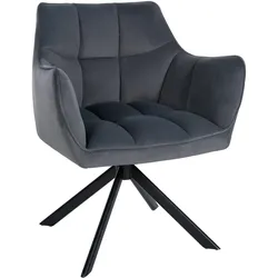 CLP Esszimmerstuhl Swing Samt schwarz   Farbe: dunkelgrau, Gestell Farbe: schwarz