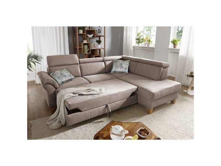 Sit&amp;More Arngast Ecksofa mit optionalem Funktionspaket - Microfaser Toro 38 steelgrau - manuelle Kopfteilverstellung &amp; Schlaffunktion - rechts ohne Funktion, manuelle Kopfteilverstellung, Schlaffunktion Modern