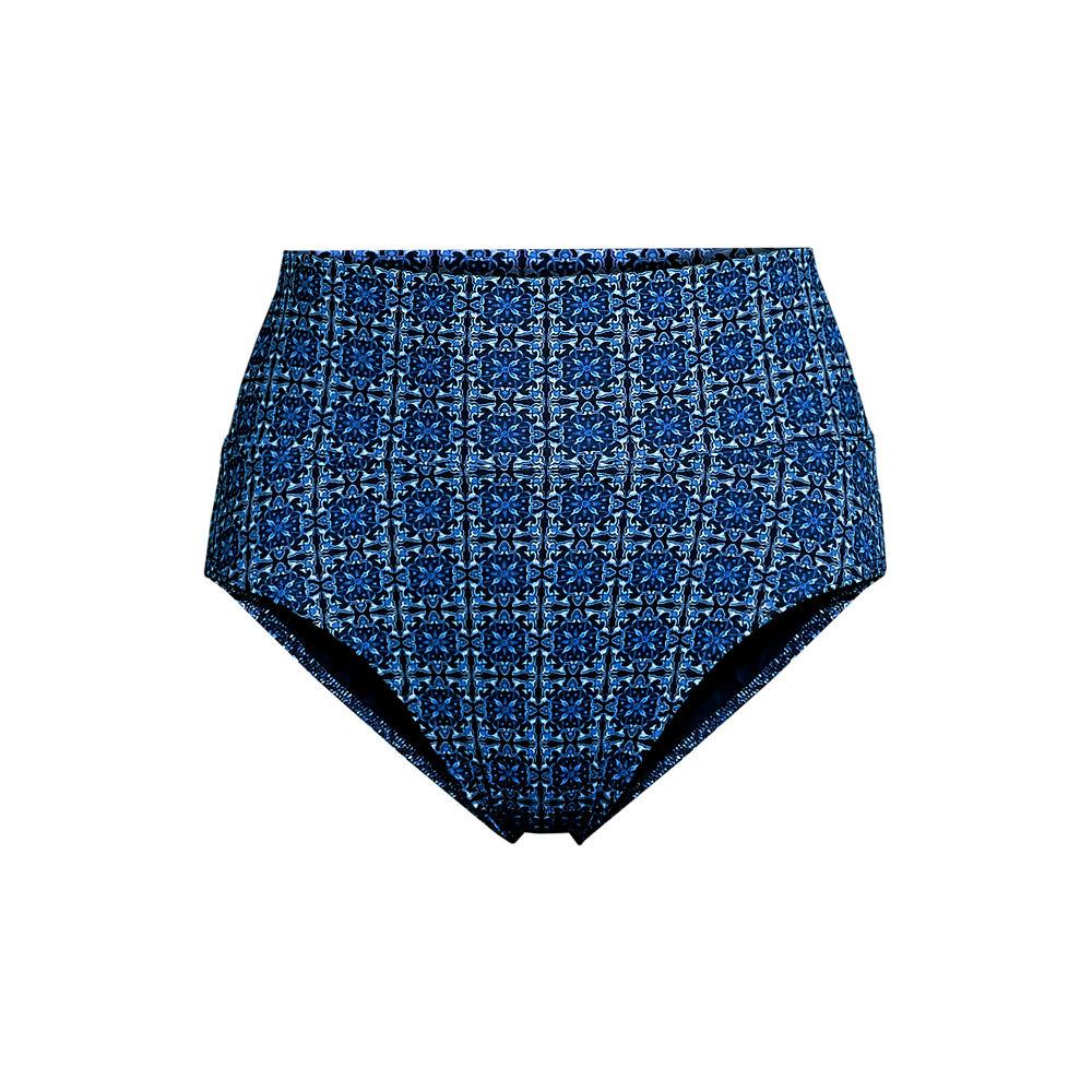 Bikinihose zum Umschlagen, High Waist, für Damen, Damen, size: regular, Blau, Nylon-Mischung, by Lands' End