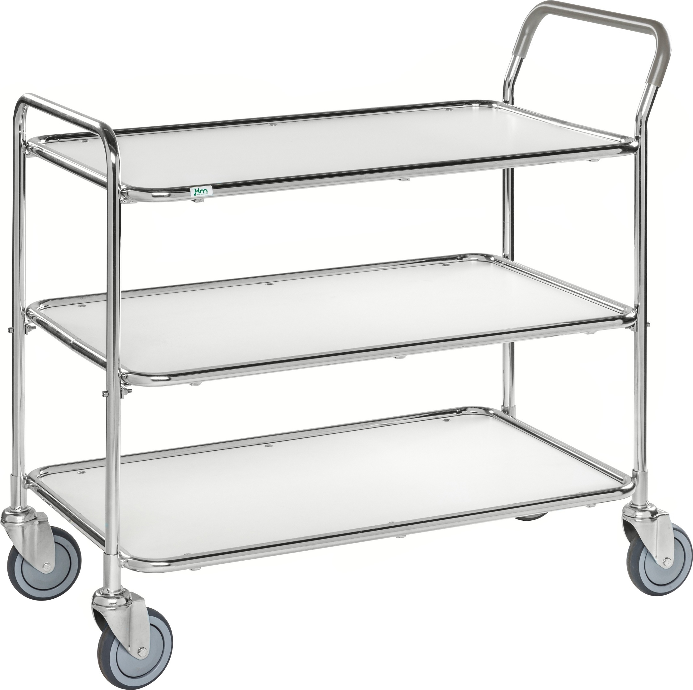 Kongamek Tischwagen mit verzinktem Rahmen 3 Etagen 850x508mm Ladefläche in weiss