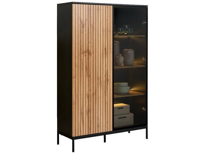 XORA Highboard VIANO, Eiche/schwarz, Melamin