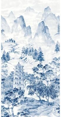 Harry & Grace Misty Mountain Scenic Peel and Stick Wallpaper Mural - 54 in. W x 9 ft. T