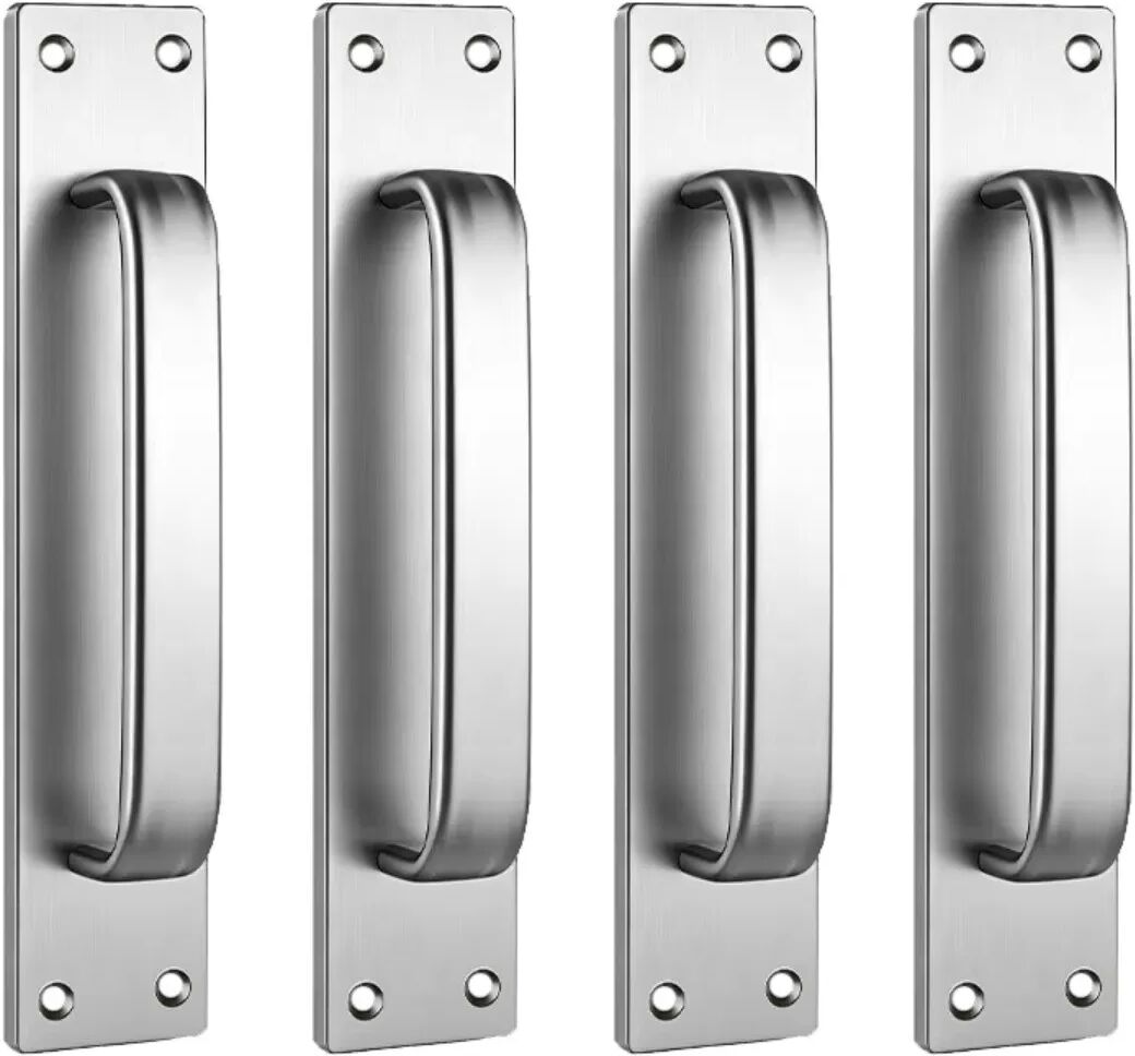 INF 4er-Set Griffe aus Aluminiumlegierung — selbstklebend oder verschraubbar, bohrfreie Schubladengriffe, geschliffene Silber