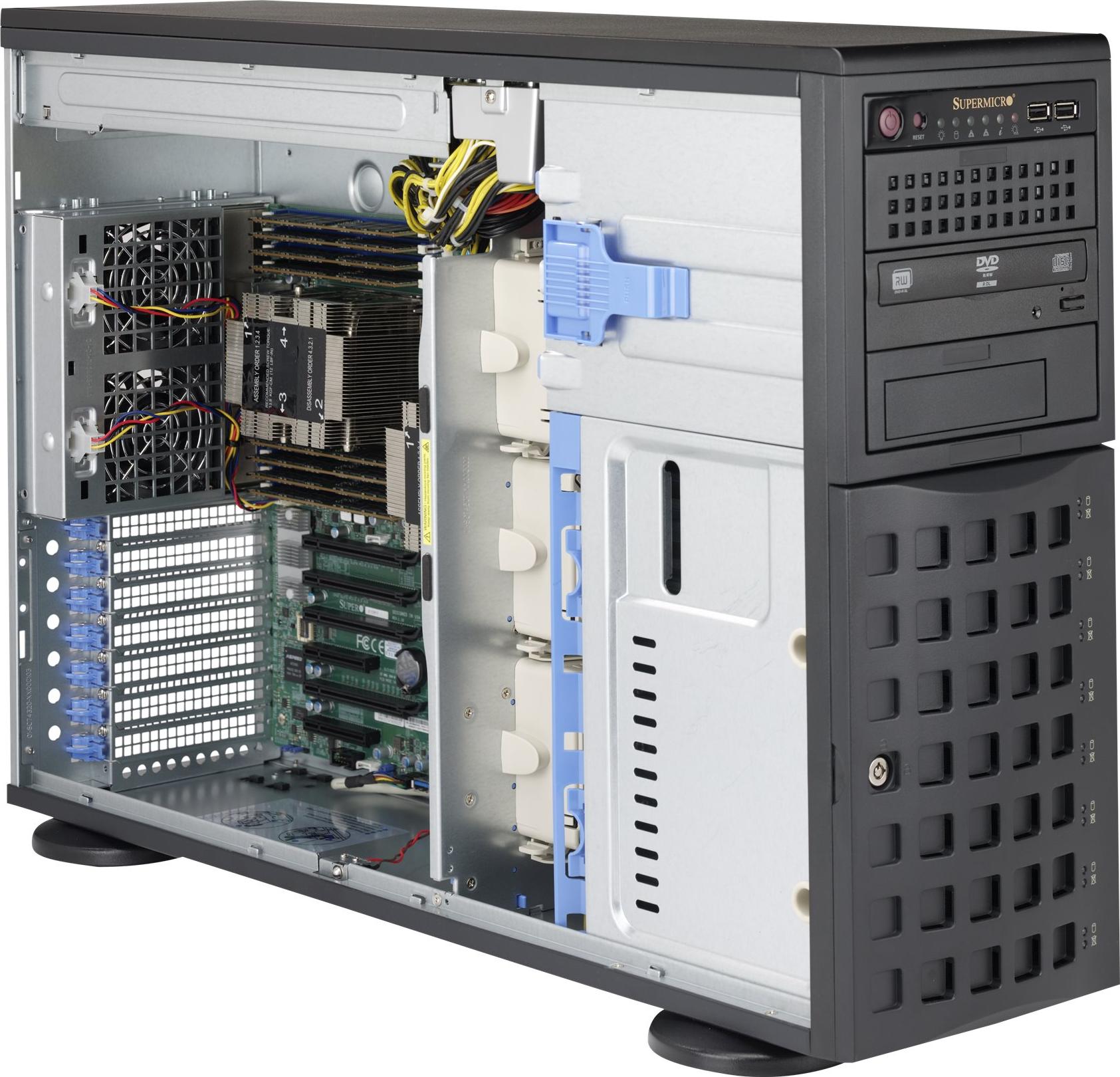 Supermicro CSE-745BAC-R1K23B-SQ, Full Tower, Server, Schwarz, ATX, EATX, micro ATX, 4U, HDD, Netzwerk, Leistung, Stromausfall, System