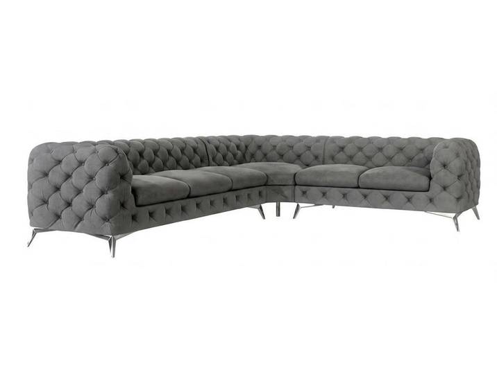 Xlmoebel Ecksofa Graues L-förmiges Chesterfield Ecksofa im klassischen Stil, 1 Teile, Made in Europa