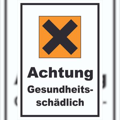 HB-Druck Schild Gefahrensymbol Gesundheitsschädlich Kreuz hochkant A3 Rückseite selbstklebend