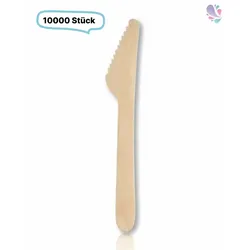 Messer, Holzmesser Einwegbesteck, 10.000 Stk, natur, biologisch abbaubar, 16,5 cm