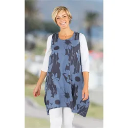 Baumwoll-Kleid in Druck blau in Größe 38 von DW-Shop, Blau, 38