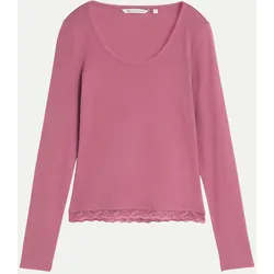 Langarmshirt mit Spitzen-Detail Rosa L