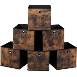 Relaxdays, Aufbewahrungsbox, 6x Aufbewahrungsbox (6x, 26 x 26 x 26 cm)