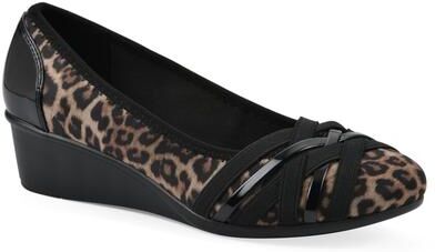 Women's Bowie Wedge Pump by Cliffs in Tan Leopard Print (Size 6 M)