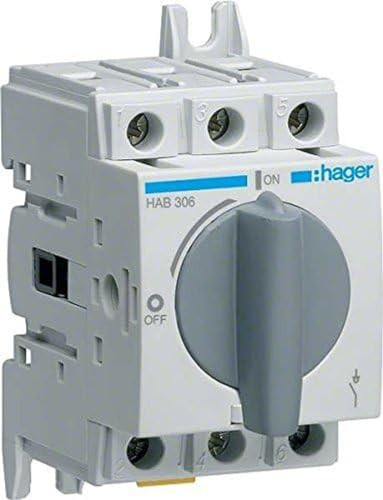 Hager HAB403 onderbreker met scheiding 4P 32A, wit