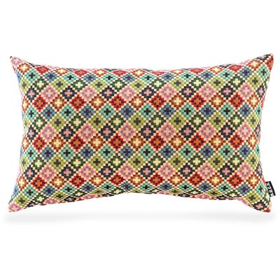 Dekokissen H.O.C.K. "Damla", bunt (bunt, gemustert), B:50cm L:30cm, Baumwolle, Polyester, Dekokissen_Sitzkissen_Kissenhüllen, mit kleinen Kreuzen, Kissenhülle mit Füllung, 1 Stück