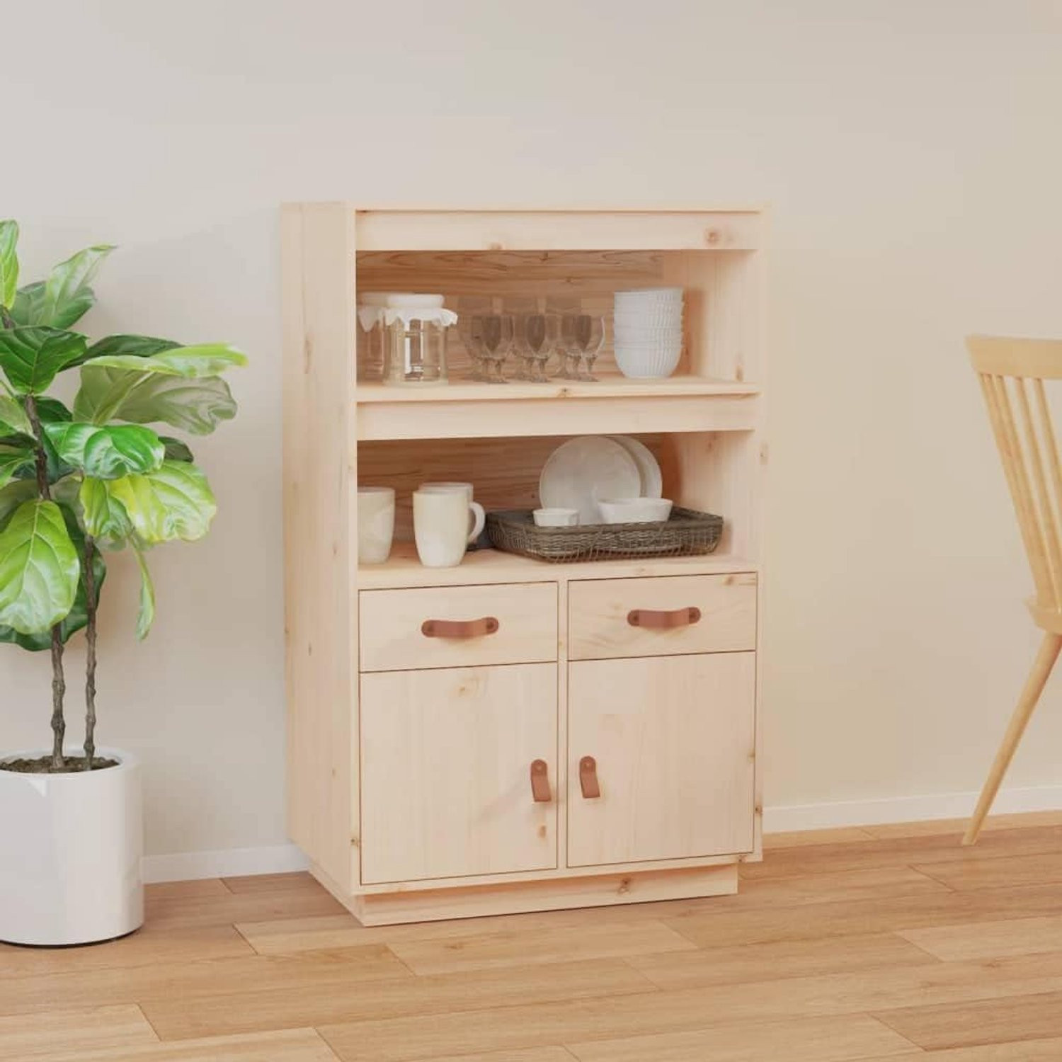 ZQQLVOO Buffet dressoir highboard van massief grenen, B: 67 cm, D: 40 cm, H: 108,5 cm