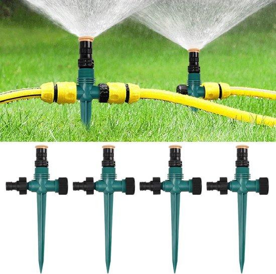 Kivora Draaibare tuinsproeiers - Set van 4 stuks - Automatisch cirkelvormig irrigatiesysteem - Verstelbaar voor tuin en gazon