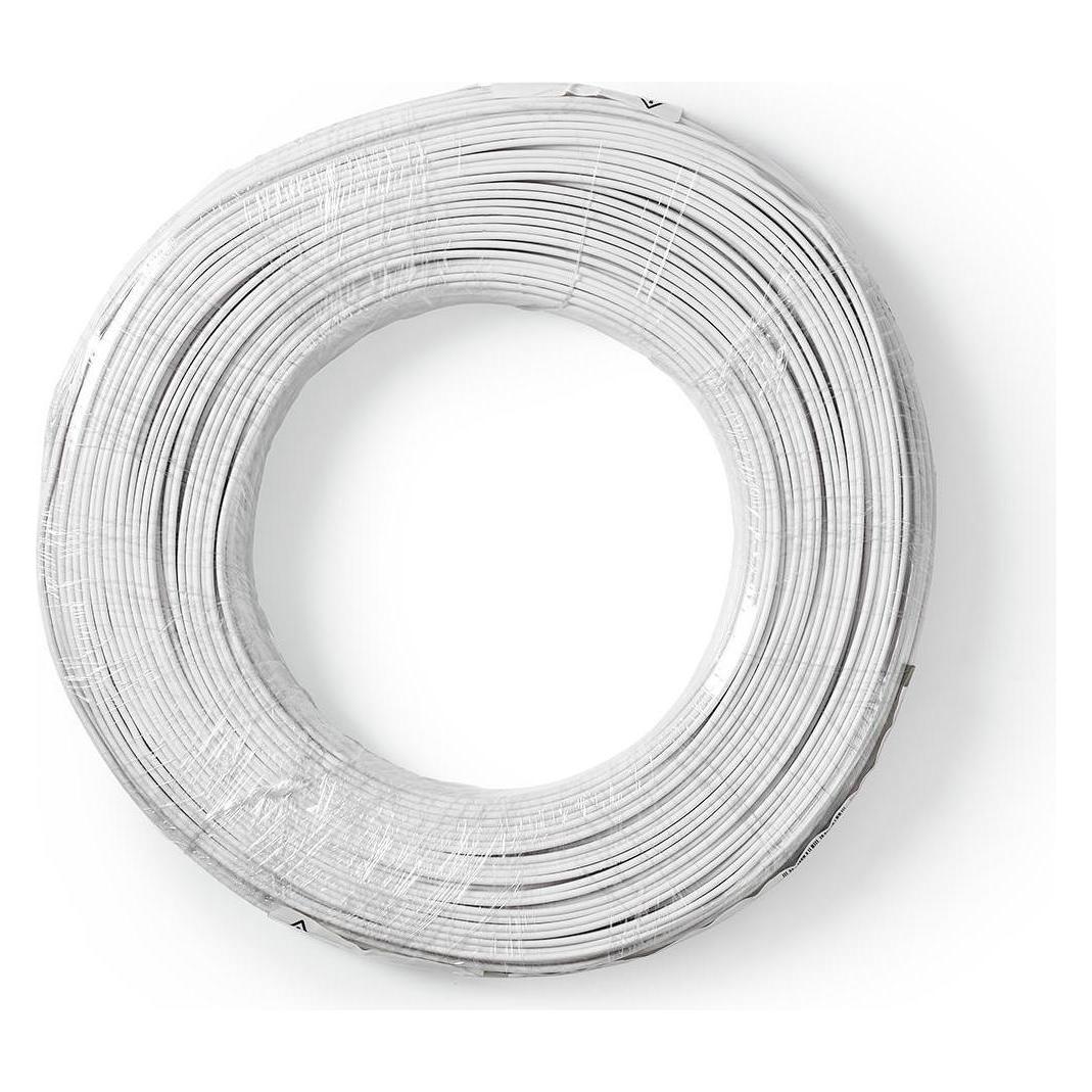 Nedis Lautsprecherkabel - 2x 0.50 mm² - CCA - 100 m - rund - Eingewickelt - PVC - Weiss (100 m, 0.50 mm²) (CAGW0500WT1000)