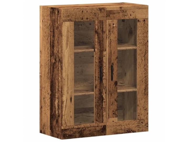 TEKGHUT Wandschrank Altholz-Optik 69,5x34x90 cm Holzwerkstoff, Glastüren, Griffe, Wandmontage, Hängeschrank, Schwebeschrank, Highboard, Wohnzimmer, Schlafzimmer,