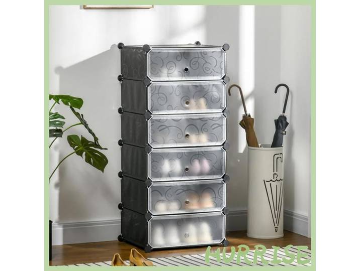 Cocosity Meuble De Rangement À Chaussures Modulable 6 Cubes Rectangulaires Empilables - Noir