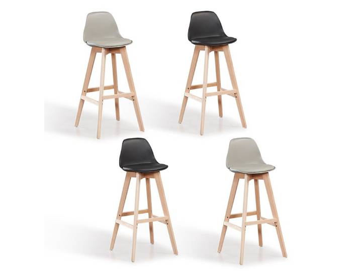 Lot de 4 tabourets de bar Mix Color Noir x2 Gris x2 - Eski