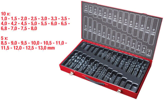 KS Tools Coffret de forets HSS-R laminés, 230 pcs., 1-13mm (330.1650)