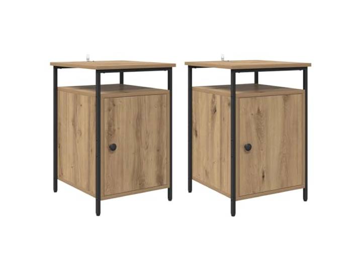 fsahslih 2er Set Nachttisch Artisan-Eiche 40x42x60cm Holzwerkstoff Moderne Nachtkommode im 2er Set in Artisan-Eiche-Optik mit Metallbeinen für stilvollen Stauraum im Schlafzimmer.