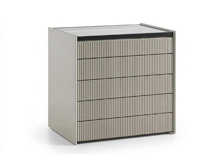 JVmoebel Schubkastenkommode Kommode Modern Beige Edel Luxus Design Schubladenkommode Glas (1-tlg)