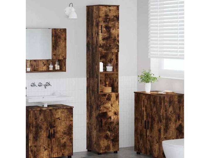HSF® Colonne WC/Meuble de salle de bain - Meuble rangement pour bain/ARMOIRE WC - haut Chêne fumé 30x35x192 cm mcv59516