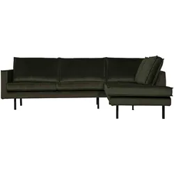 Ecksofa Rodeo aus Samt, modern und komfortabel, rechts, dunkelgrün, für 4–5 Personen
