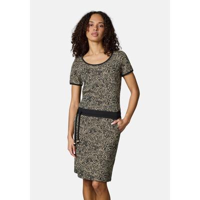 Minikleid RAGWEAR "Baomi Zoo YOUMODO", Damen, Gr. S (36), Normalgrößen, schwarz, Material: 100% Baumwolle, tailliert ca. Mitte Oberschenkel, Rundhals, Ärmel ohne Ärmelschlitz Bündchen, Kleider Minikleid, Gemustertes Damen Sommerkleid