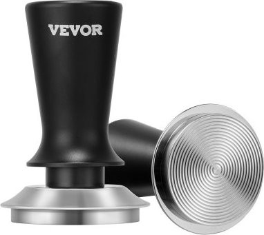 VEVOR Espresso Tamper 53 mm, Veerbelaste Koffie Tamper met Antislip Handvat, Zwart, RVS