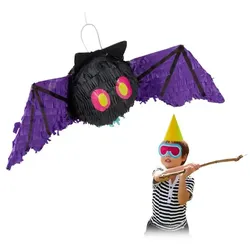 Relaxdays 2 x Pinata Fledermaus Lila,Pink,Schwarz