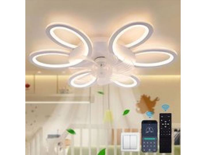 Plafonnier ventilateur silencieux intelligent 6 vitesses contrôle APP et télécommande lumière LED 3 couleurs réglables pour