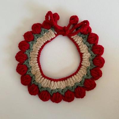 Inspire Select Christmas Pet Collar Scarf Lace Knitted Wool Neckwear For Cats & Dogs, Festive Holiday Accessory red Tulip s