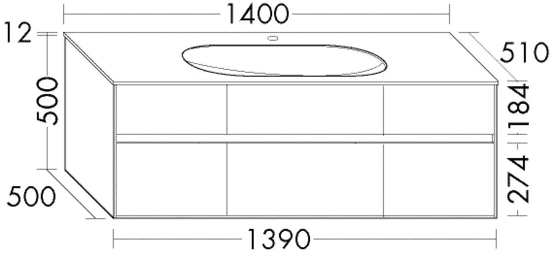 Burgbad Glas Waschtisch-Set rc40 Schilf Hochglanz/Schilf Matt, SGAT140F4517A0067 SGAT140F4517A0067