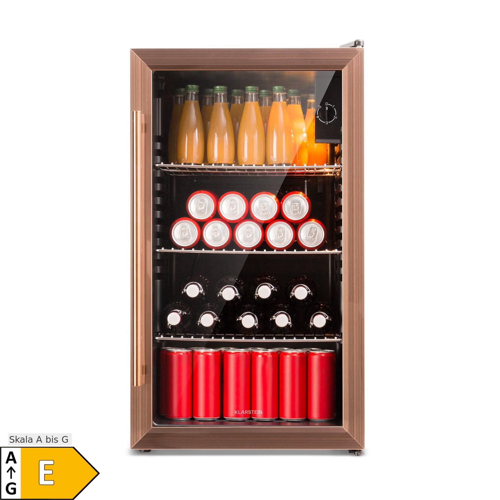 Beersafe XXL Kühlschrank 80 Liter 3 Böden Panoramaglastür Kupfer-Metallic 80 Liter