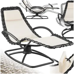 tectake® Gartenliege, ergonomisch, mit Komfort-Schwingbewegung, atmungsaktives, wasserabweisendes Textilene-Gewebe, abnehmbares Kopfpolster